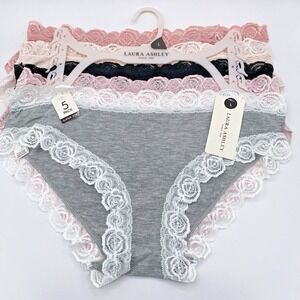 Laura Ashley Bikini Panties Size Large 5 Pack Super‎ Soft Lace Trim NWT